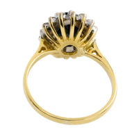 Vintage sapphire and diamond cluster ring-engagement rings-The Antique Ring Shop