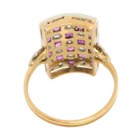 Art Deco ruby and diamond checker board ring