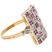 Art Deco ruby and diamond checker board ring