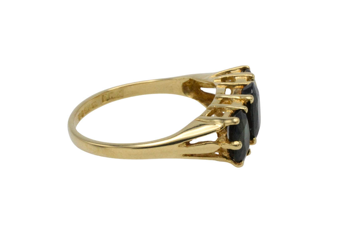 Peacock sapphire and diamond ring in 18 carat gold