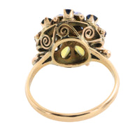 Vintage sapphire and moonstone turban ring-Vintage Rings-The Antique Ring Shop