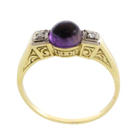 Cabochon amethyst ring with diamonds