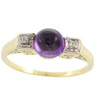 Cabochon amethyst ring with diamonds