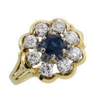 Vintage sapphire and diamond cluster ring