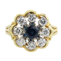 Vintage sapphire and diamond cluster ring