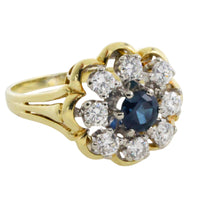 Vintage sapphire and diamond cluster ring