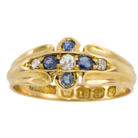 Victorian sapphire and diamond ring from 1899