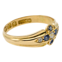 Victorian sapphire and diamond ring from 1899