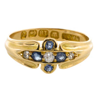 Victorian sapphire and diamond ring from 1899