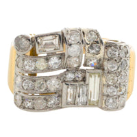 Art Deco single and baguette cut diamond ring-Vintage Rings-The Antique Ring Shop