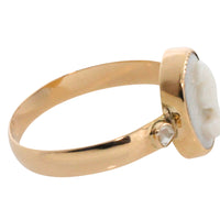Cameo and rose diamond ring in 14 carat gold-Vintage Rings-The Antique Ring Shop