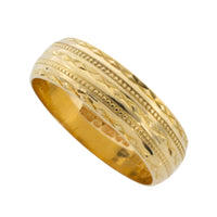 Vintage 18 carat gold band with motif-wedding rings-The Antique Ring Shop