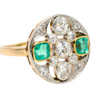 Art Deco old cut diamond and emerald ring-Vintage Rings-The Antique Ring Shop