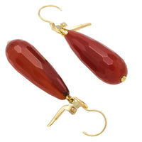 Carnelian pendant earrings in 14 carat gold