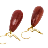 Carnelian pendant earrings in 14 carat gold