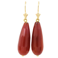 Carnelian pendant earrings in 14 carat gold