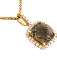 Smoked quartz and diamond pendant in 18 carat gold-Pendants-The Antique Ring Shop