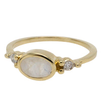 Labradorite and diamond ring in 14 carat gold-Vintage Rings-The Antique Ring Shop