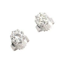 White gold studs with brilliant cut diamonds-Earrings-The Antique Ring Shop