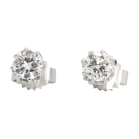 White gold studs with brilliant cut diamonds-Earrings-The Antique Ring Shop