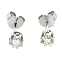 White gold studs with brilliant cut diamonds-Earrings-The Antique Ring Shop