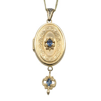Vintage locket with sapphires-Pendants-The Antique Ring Shop