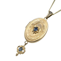 Vintage locket with sapphires-Pendants-The Antique Ring Shop