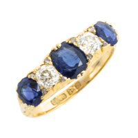 Edwardian sapphire and old mine cut diamond from 1906-Antique rings-The Antique Ring Shop