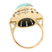 Vintage cabochon green tourmaline ring-Vintage Rings-The Antique Ring Shop