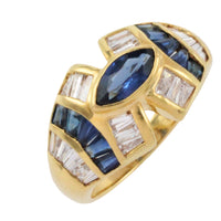 Sapphire and baguette cut diamond ring-Vintage Rings-The Antique Ring Shop