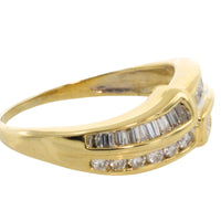 Baguette and brilliant cut diamond ring in 18 carat gold-engagement rings-The Antique Ring Shop