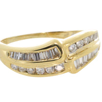 Baguette and brilliant cut diamond ring in 18 carat gold-engagement rings-The Antique Ring Shop
