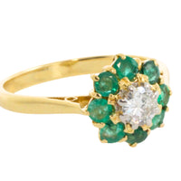 Emerald and diamond ring in platinum and gold-engagement rings-The Antique Ring Shop