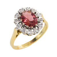 Vintage pink tourmaline and diamond ring