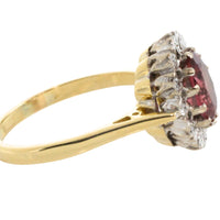 Vintage pink tourmaline and diamond ring