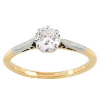 Diamond solitaire rig in plainum and gold-engagement rings-The Antique Ring Shop