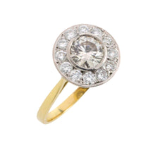 18 carat yellow and white gold diamond cluster ring-engagement rings-The Antique Ring Shop