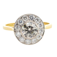 18 carat yellow and white gold diamond cluster ring-engagement rings-The Antique Ring Shop