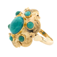Vintage Turquoise ring in 14 carat gold-Vintage Rings-The Antique Ring Shop