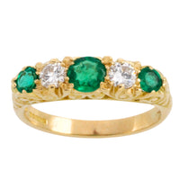 Vintage emerald and diamond ring-Vintage Rings-The Antique Ring Shop