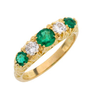 Vintage emerald and diamond ring-Vintage Rings-The Antique Ring Shop
