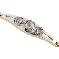Rose diamond bracelet in 14 carat gold and silver-Bracelets-The Antique Ring Shop