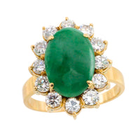 18 carat diamond and jade cluster ring-Vintage Rings-The Antique Ring Shop