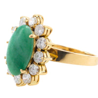 18 carat diamond and jade cluster ring-Vintage Rings-The Antique Ring Shop