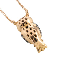 Diamond owl pendant in 18 carat rose gold-Pendants-The Antique Ring Shop