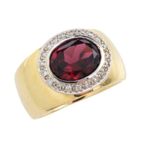 Garnet and diamond ring in 14 carat gold-Vintage Rings-The Antique Ring Shop