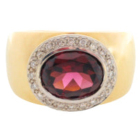 Garnet and diamond ring in 14 carat gold-Vintage Rings-The Antique Ring Shop