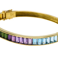 18 carat gold braclet with citrine, garnet, tourmaline and blue topaz-Bracelets-The Antique Ring Shop