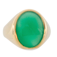 Chrysoprase signet ring in 14 carat gold-gents rings-The Antique Ring Shop