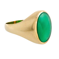 Chrysoprase signet ring in 14 carat gold-gents rings-The Antique Ring Shop